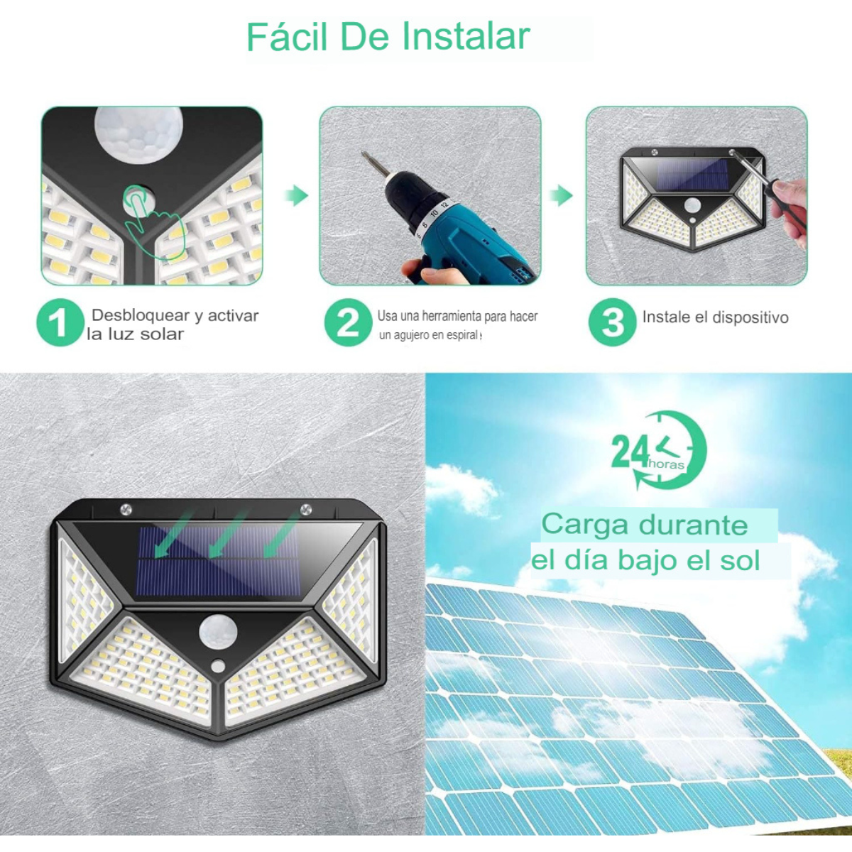 FOCO SOLAR, con sensor movimiento
